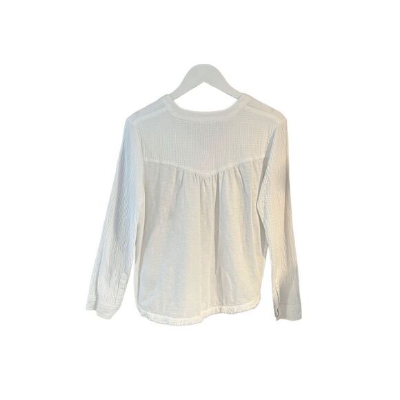 Marled white long sleeve quilted cotton top - M - Picture 2 of 7